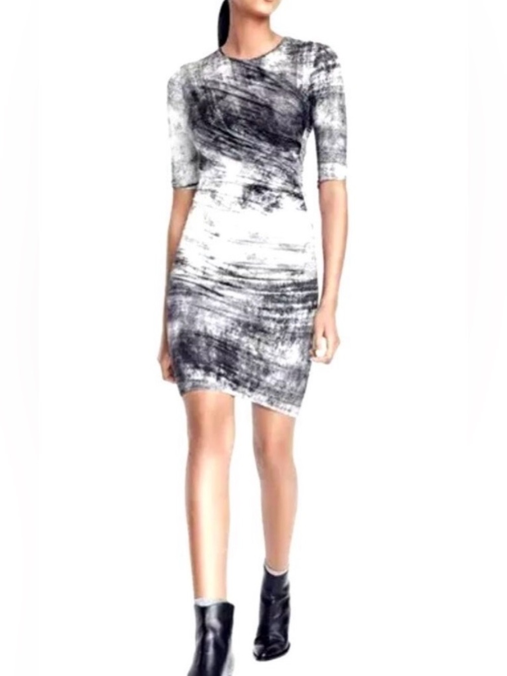 NWT Helmut Lang Nova Print Ruched Jersey Body Dress- Extremely soft material!